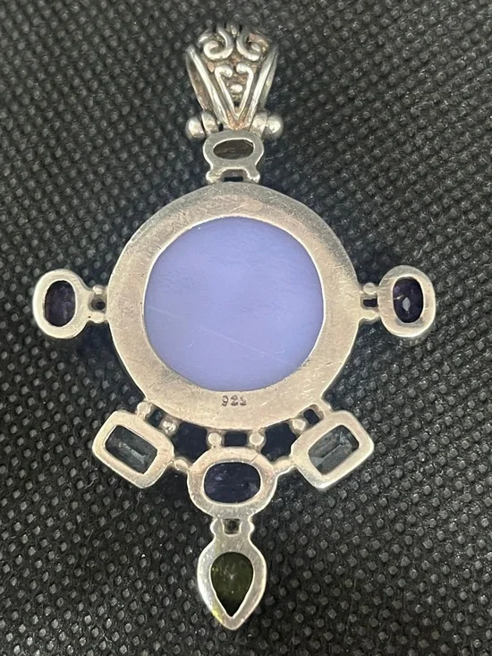 ✨VTG✨925 Dichro & Gemstone Pendant - Picture 4 of 6